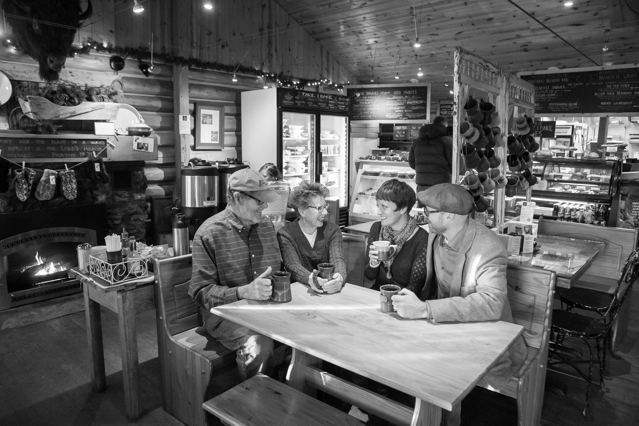 From left to right: Dave, Jennie, Kathy, and Josh Lockie; the original founders of Mountain Arts Pottery, and the new owners: their sone and daughter in law.